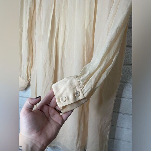 3.1 Phillip Lim 100% Silk Cream Colored Long Sleeved Jeweled Embellished Dress - Picture 5 of 10
